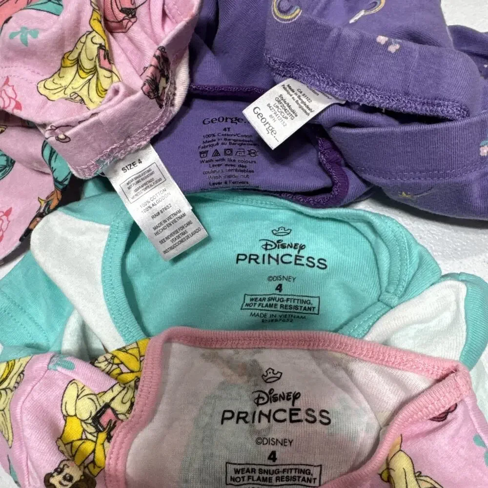 Girls Clothes Size 4 Disney Print Pajama Set, Rise & Shine Pjs Set, Green Pj Top